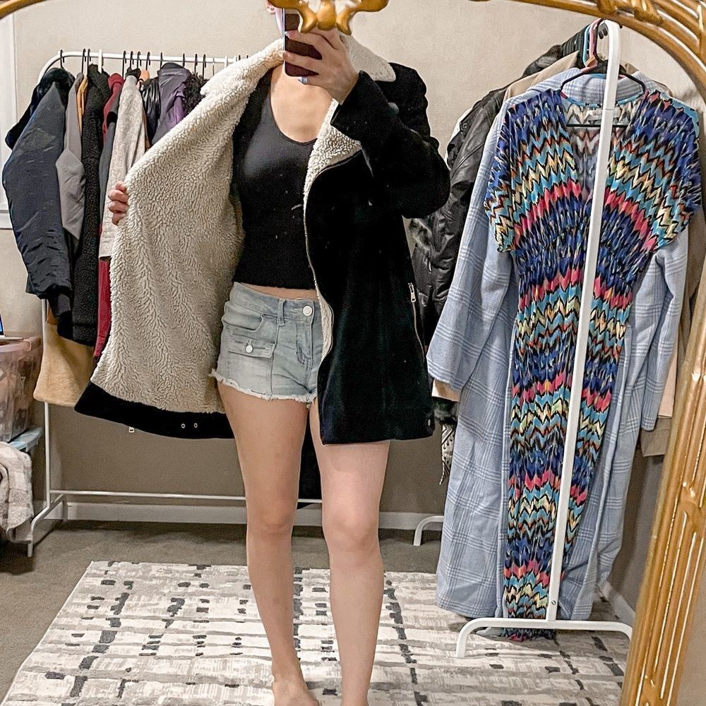 Show Me Your Mumu Elisha Corduroy Sherpa Jacket Black M - Picture 2 of 9